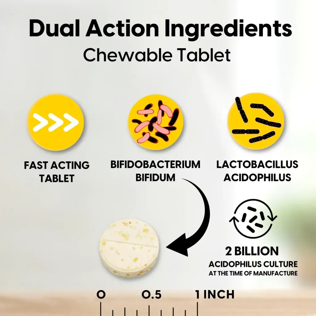 Probiótico Masticable Acidophilus & Bifidus – 2 mil millones de UFC foto 4