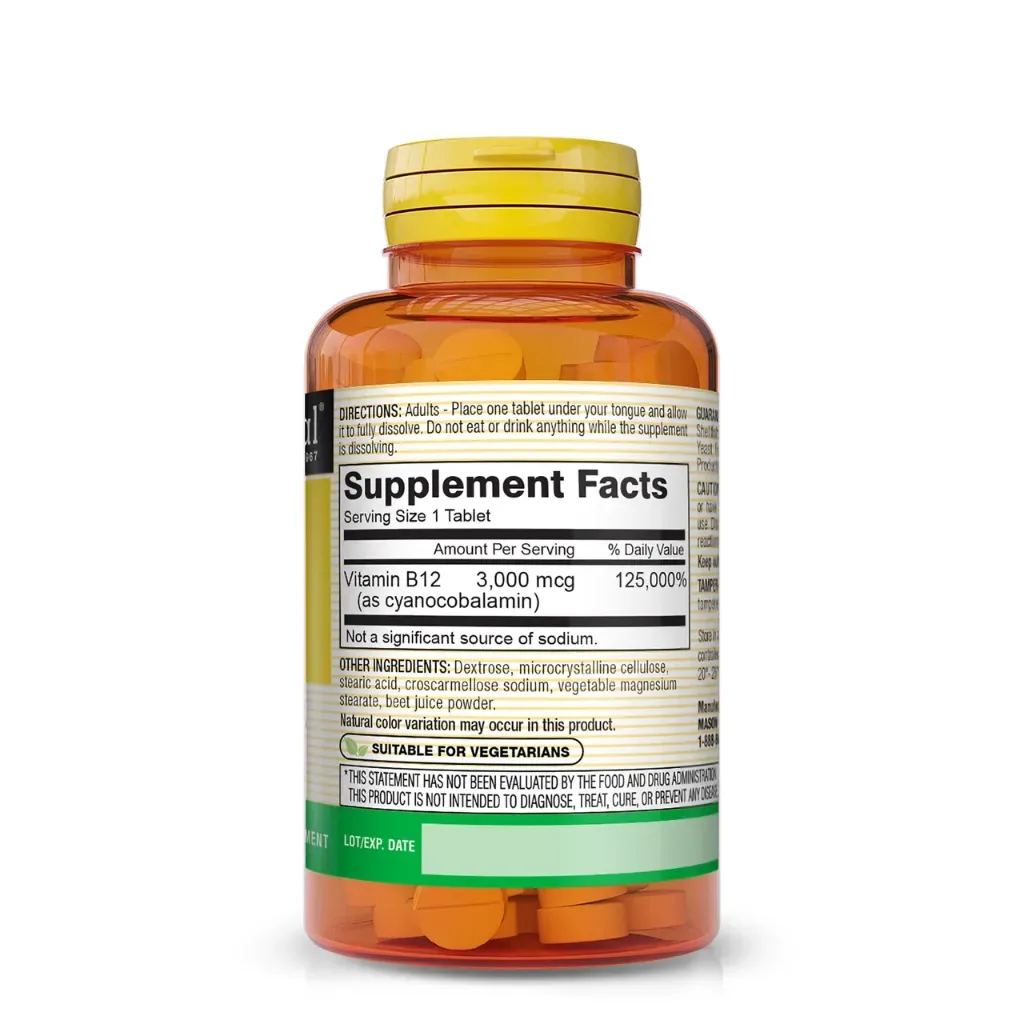 Vitamina B12 3,000 mcg - Rápida disolución debajo de la lengua foto 2