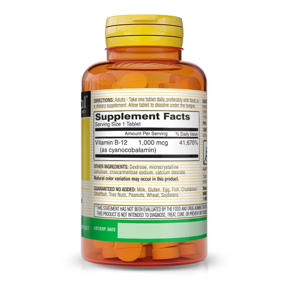 B 12 1000mcg Tablets **"Dissolves Under Tongue" foto 3
