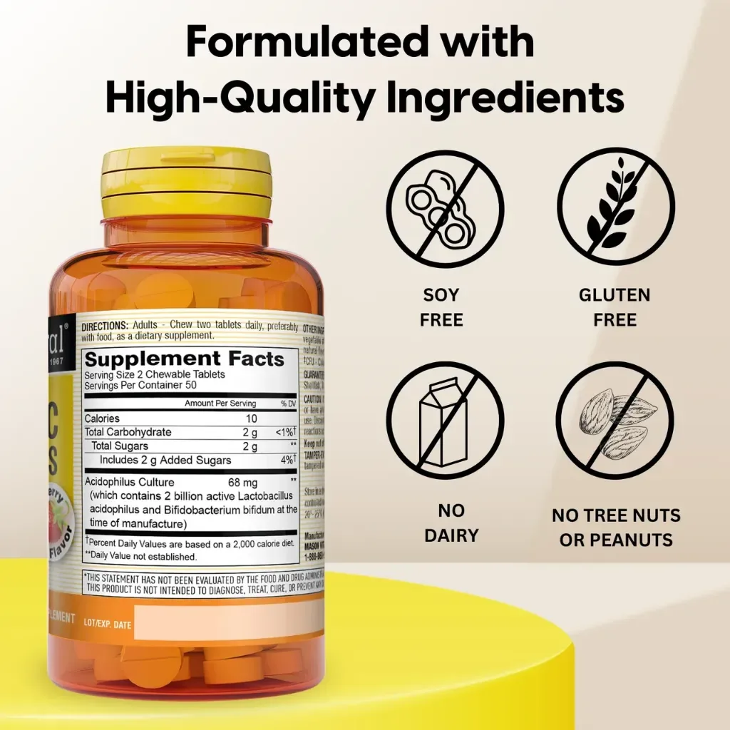 Probiótico Masticable Acidophilus & Bifidus – 2 mil millones de UFC foto 3