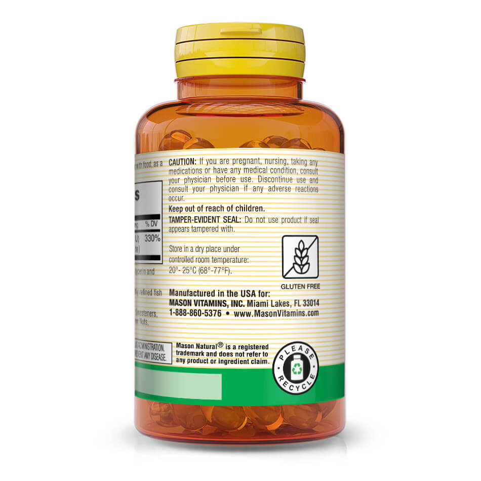 Vitamina A 3,000mcg (10 000 UI) de Aceite de hígado de pescado