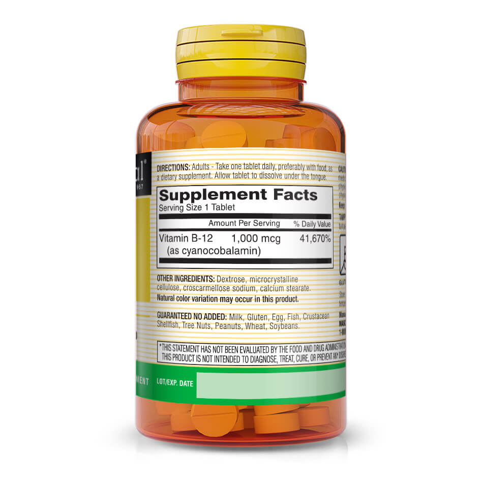 Vitamina B12 1000mcg  **"Se disuelve bajo la lengua"