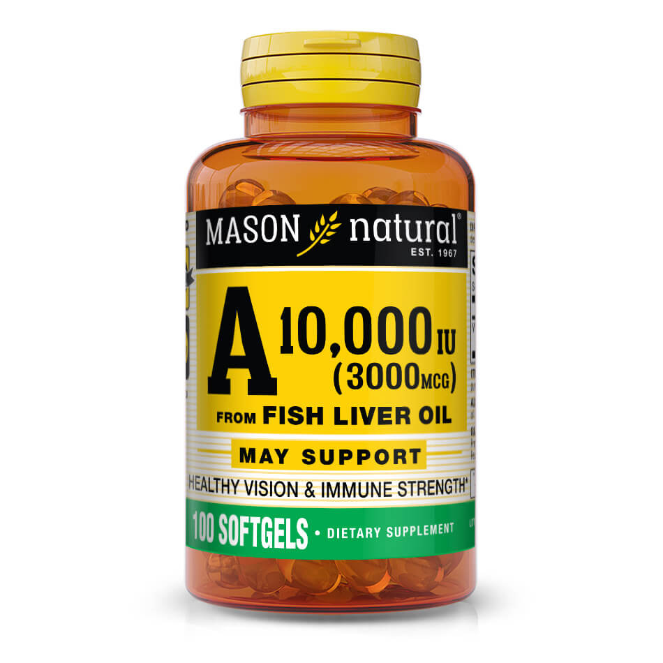 Vitamina A 3,000mcg (10 000 UI) de Aceite de hígado de pescado