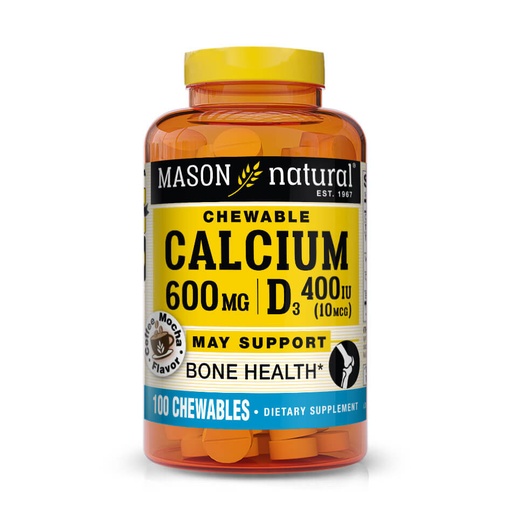 [1403-100A] Calcio 600mg+D3 400UI (10mcg)  Masticables (sabor café-moca) 
